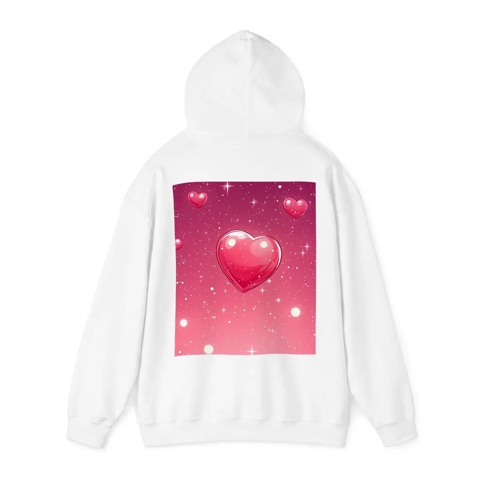 Glossy Pink Hearts Floating Sparkly Background – Hoodies
