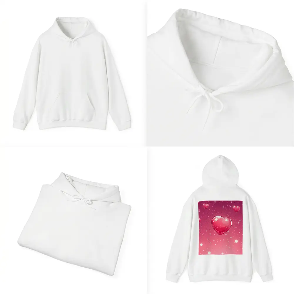 Glossy Pink Hearts Floating Sparkly Background – Hoodies