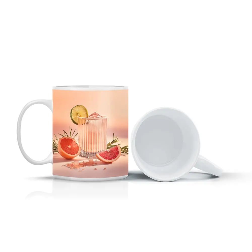 Grapefruit Cocktail Glass Pink Pastel Background – Mugs