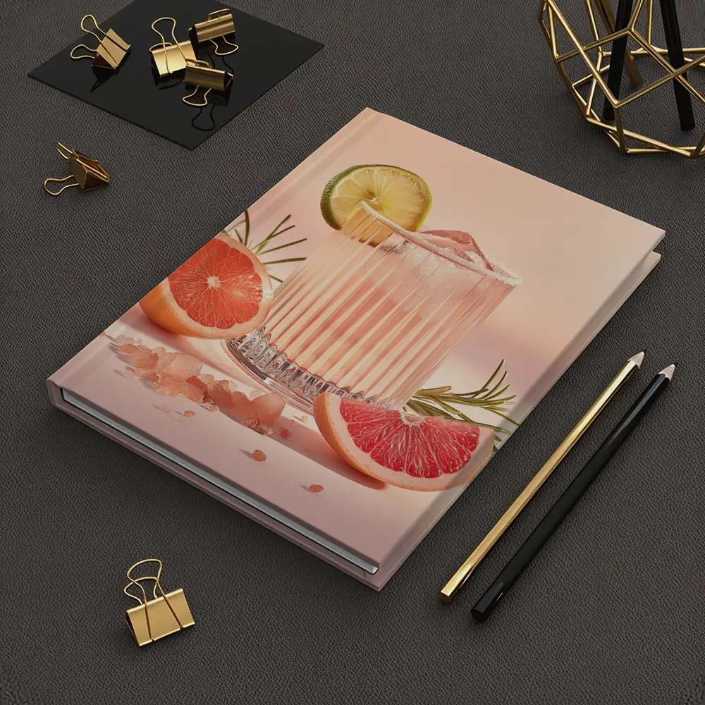 Grapefruit Cocktail Glass Pink Pastel Background – Notebooks
