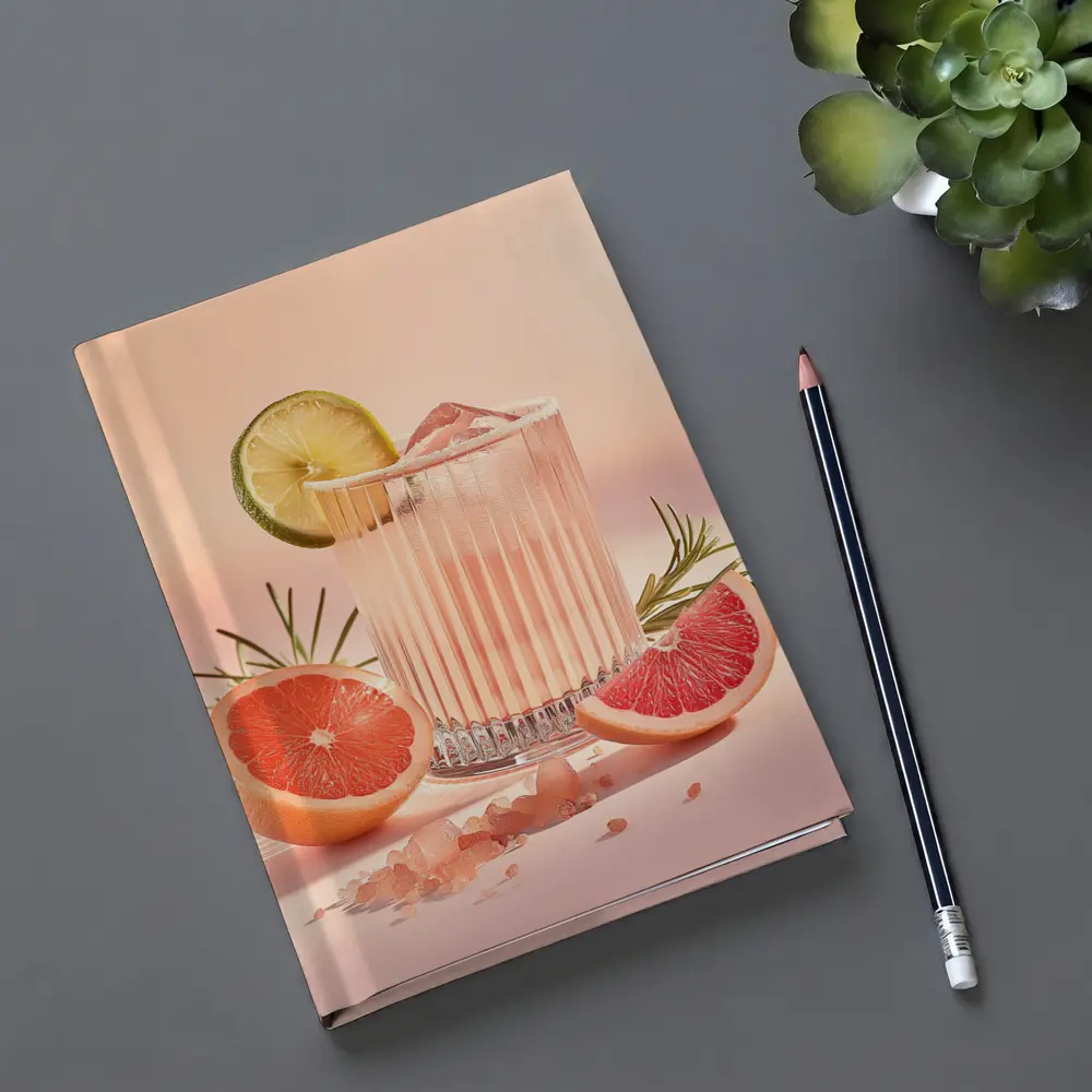 Grapefruit Cocktail Glass Pink Pastel Background – Notebooks