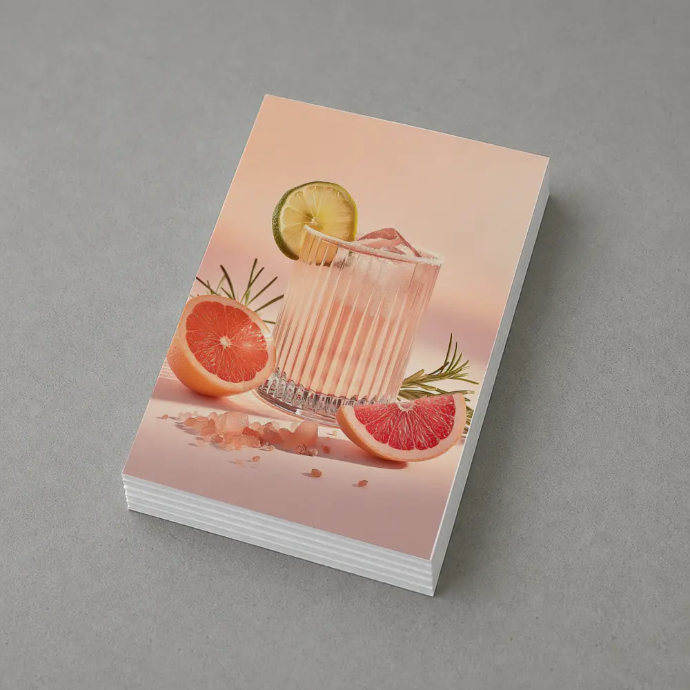 Grapefruit Cocktail Glass Pink Pastel Background – Postcards