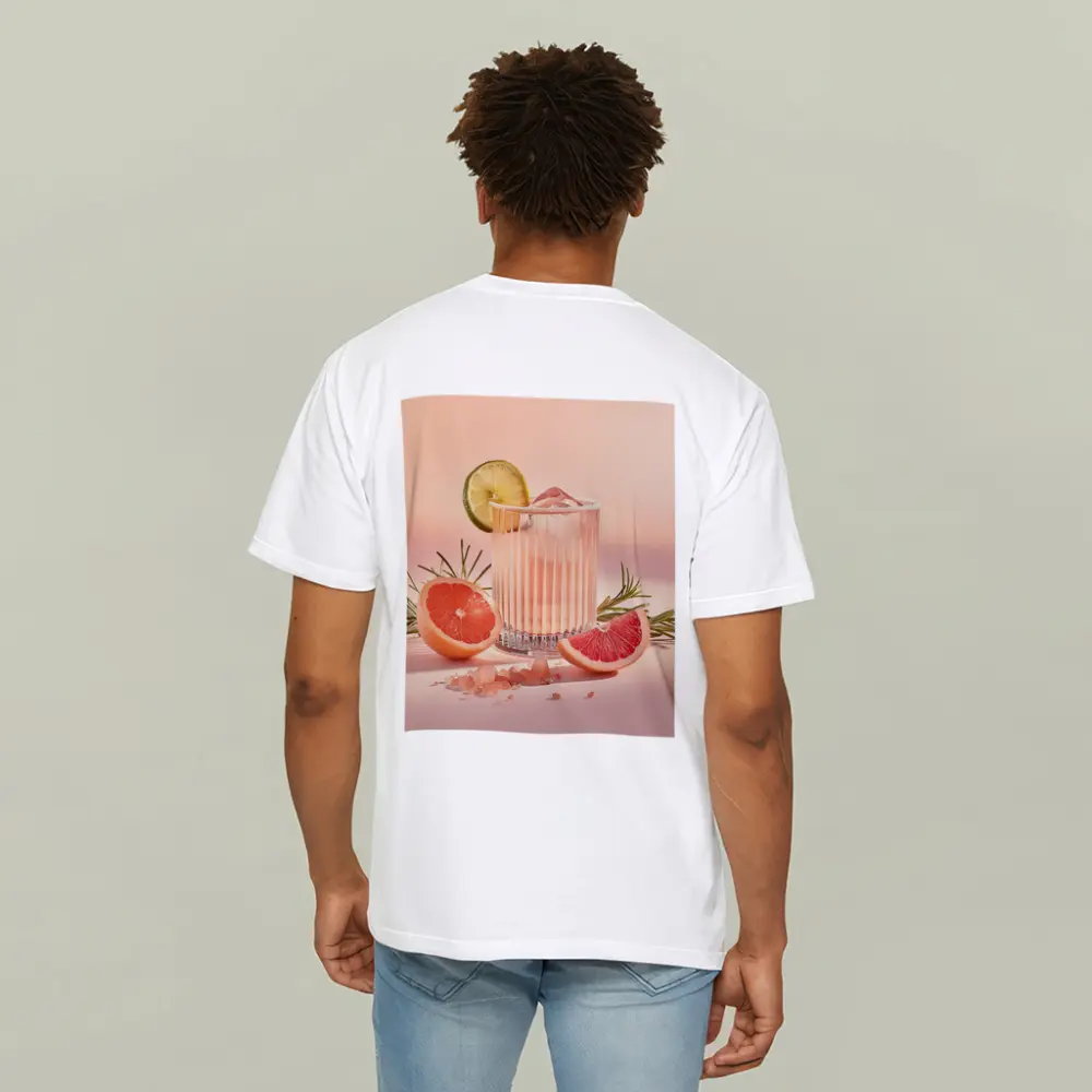 Grapefruit Cocktail Glass Pink Pastel Background – T-Shirts
