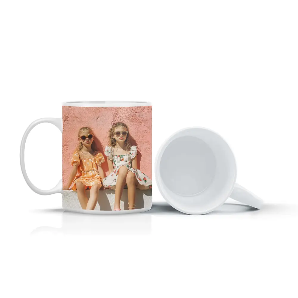Two Girls Summer Dresses Pink Wall – Mugs