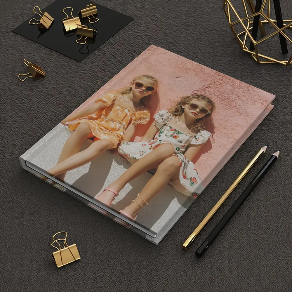 Two Girls Summer Dresses Pink Wall – Notebooks