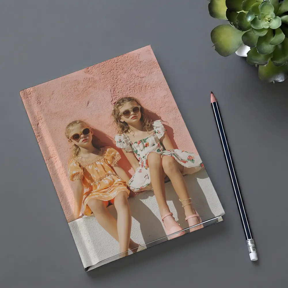 Two Girls Summer Dresses Pink Wall – Notebooks