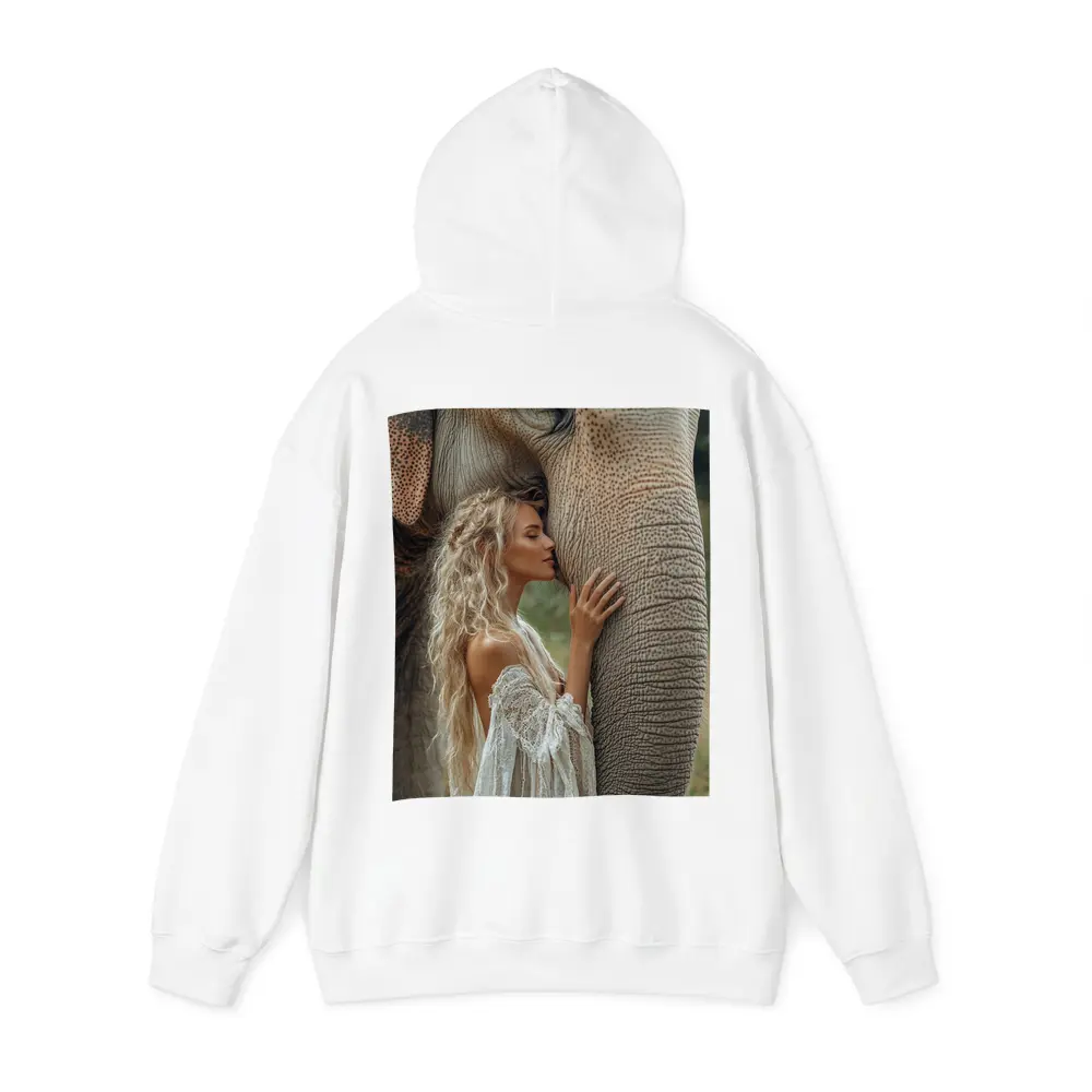 Woman With Elephant Boho White Dress – Hoodies