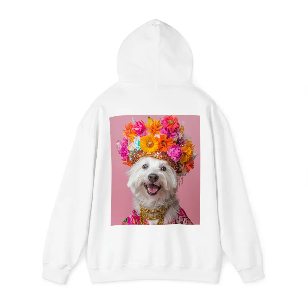 West Highland Terrier Floral Crown Pink Background – Hoodies
