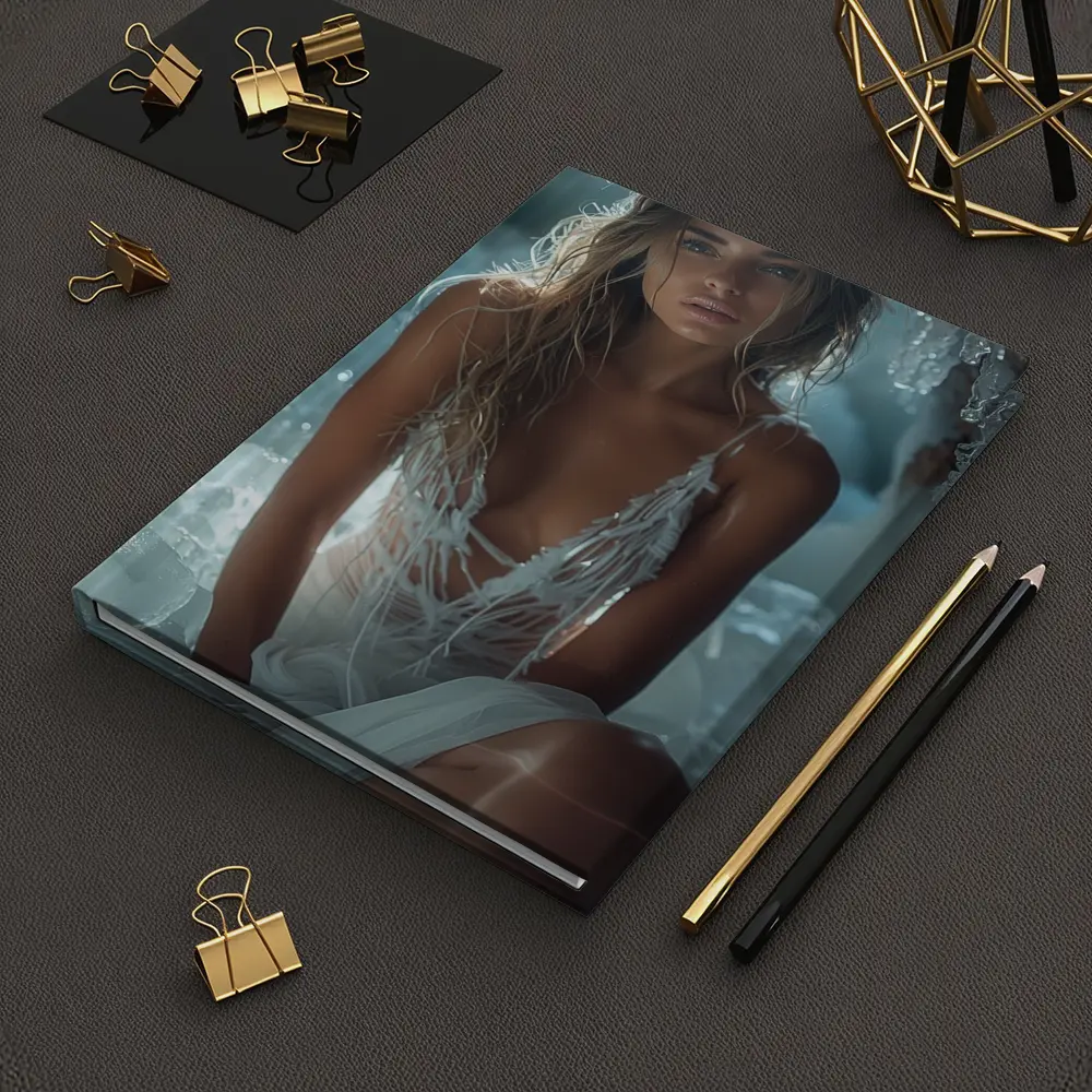 Woman in White Dress Among Ice Rocks – Notebooks