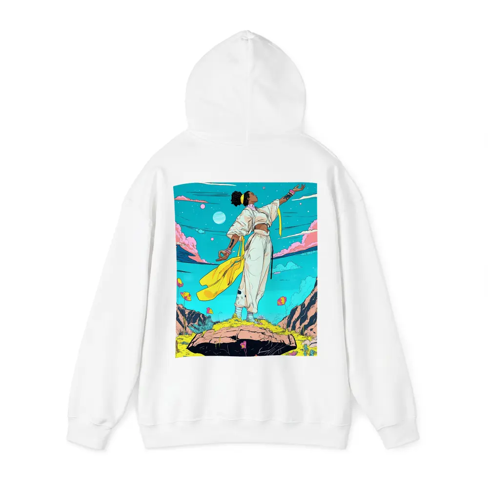 Black Woman Standing Sky Comic Art Style – Hoodies