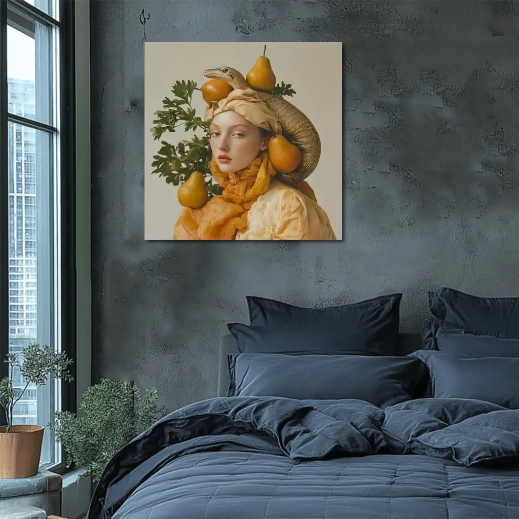 Woman With Lizard Pears Surreal Fashion Portrait – Wall Art