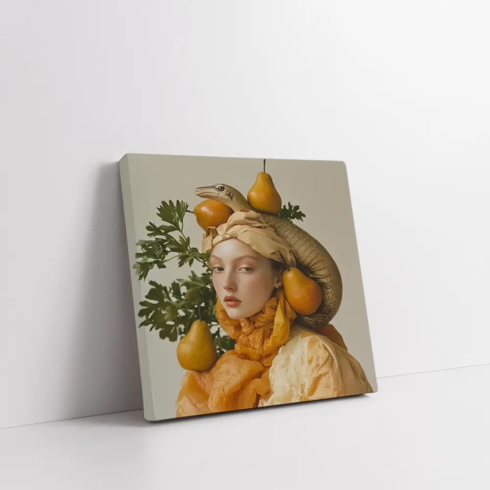 Woman With Lizard Pears Surreal Fashion Portrait – Wall Art