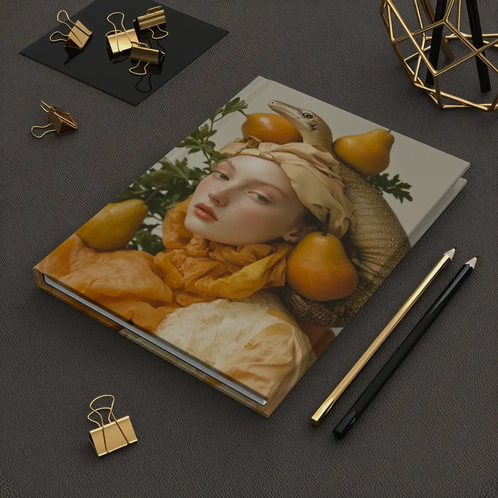 Woman With Lizard Pears Surreal Fashion Portrait – Notebooks