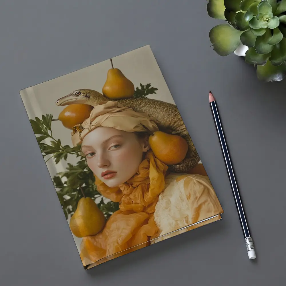 Woman With Lizard Pears Surreal Fashion Portrait – Notebooks