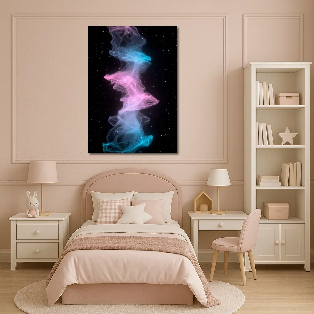 Pink Blue Nebula Smoke Galaxy Space Art – Wall Art
