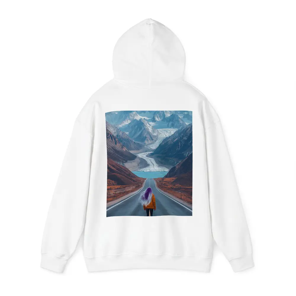 Girl Skateboarding Road Toward Snowy Mountains – Hoodies