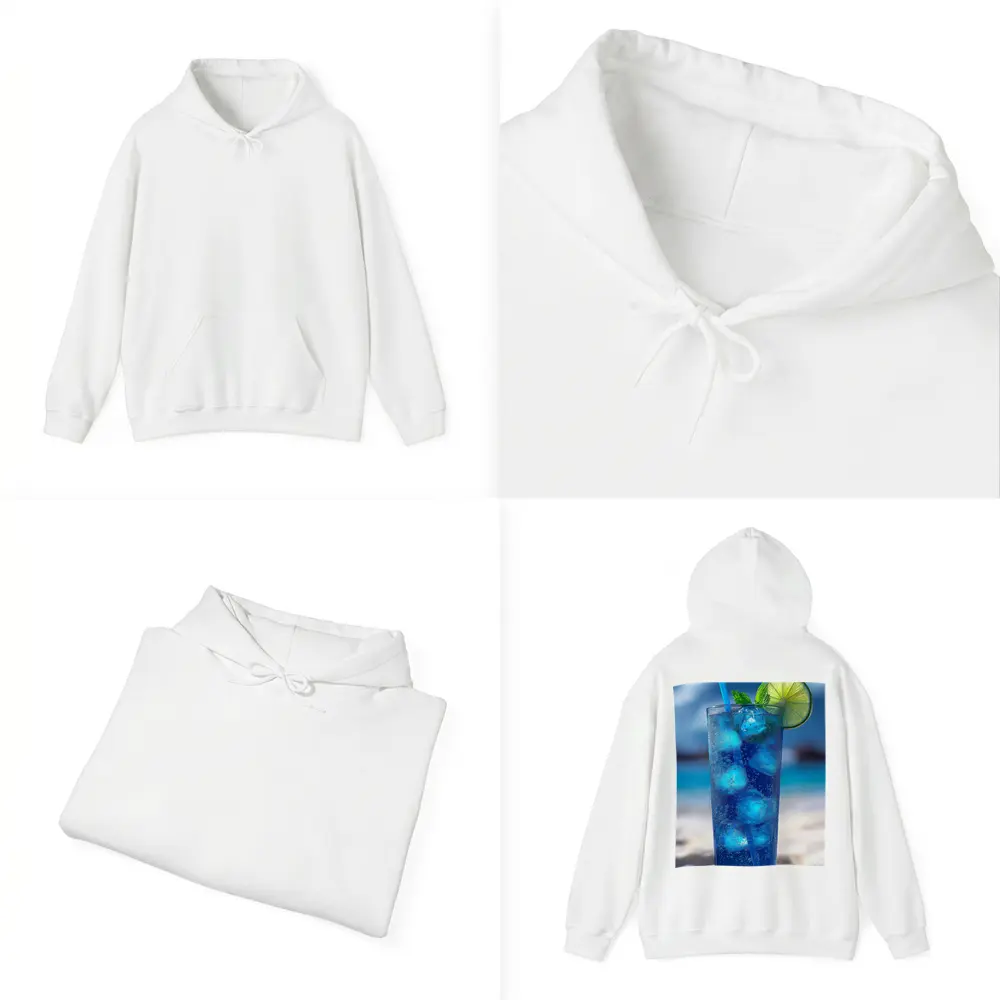 Blue Cocktail With Lime On Beach – Hoodies