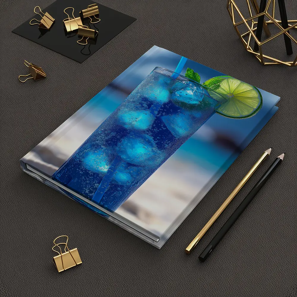 Blue Cocktail With Lime On Beach – Notebooks