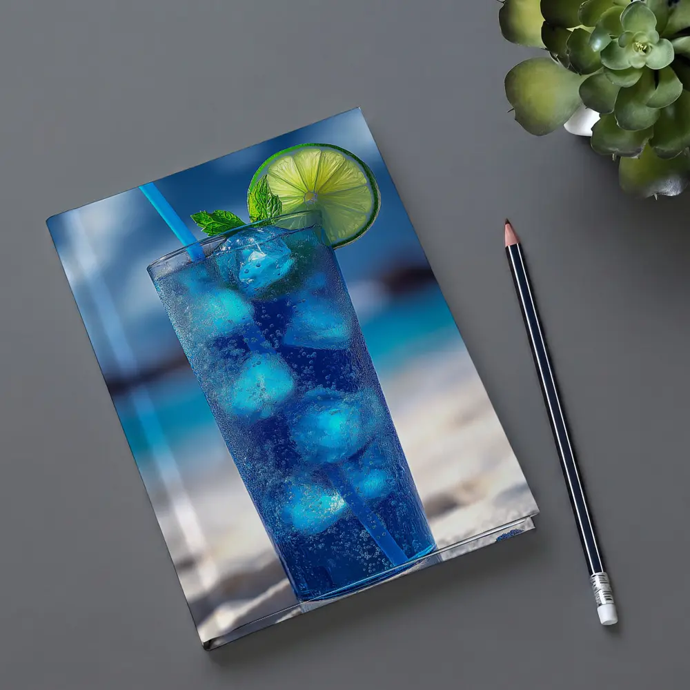 Blue Cocktail With Lime On Beach – Notebooks