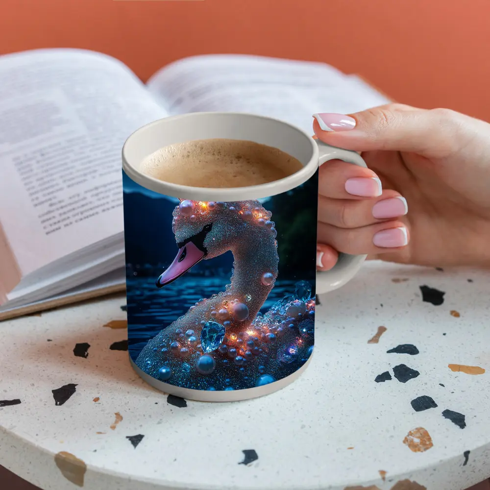 Royal Swan Crown Pearls Blue Night Lake – Mugs