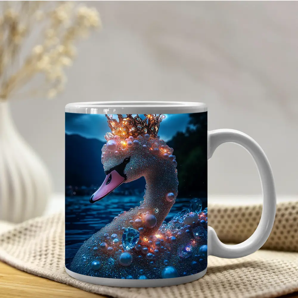 Royal Swan Crown Pearls Blue Night Lake – Mugs