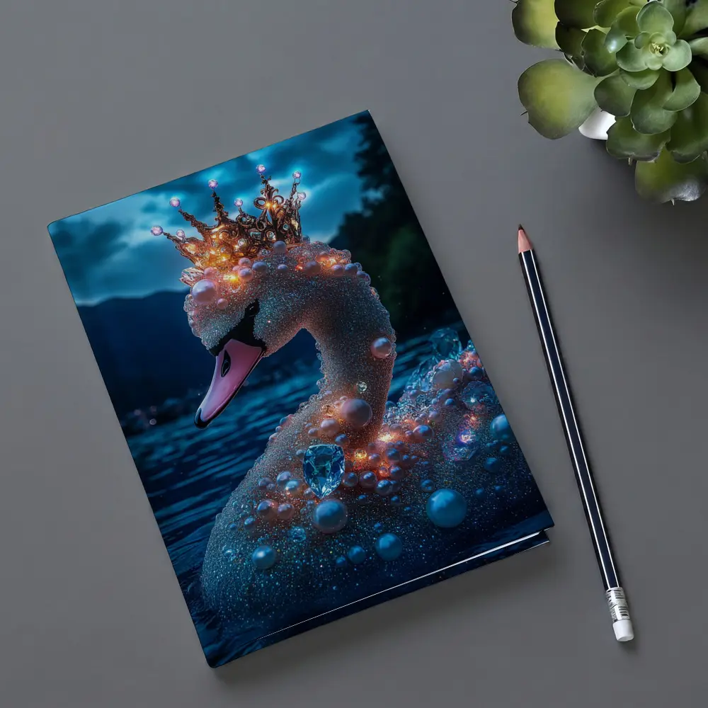Royal Swan Crown Pearls Blue Night Lake – Notebooks
