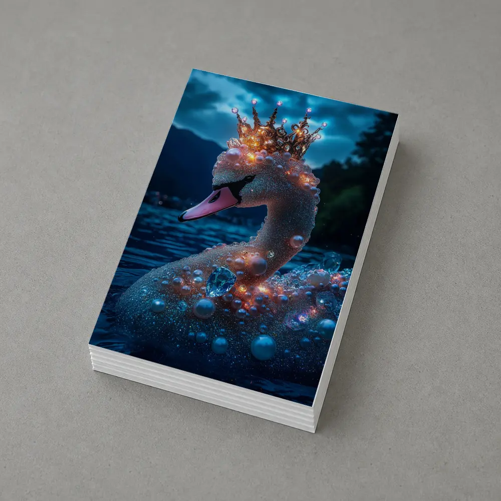 Royal Swan Crown Pearls Blue Night Lake – Postcards