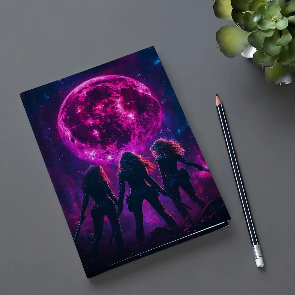 Three Warrior Women Neon Pink Moon – Notebooks