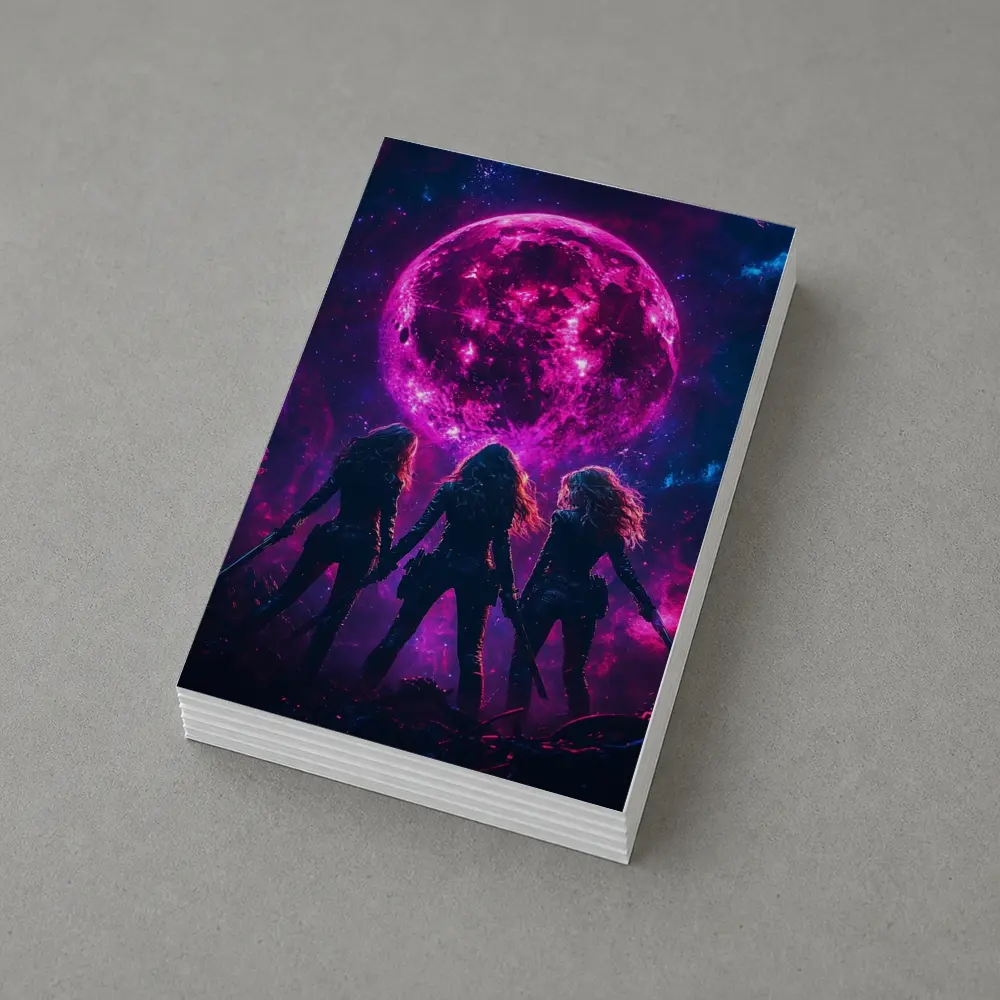 Three Warrior Women Neon Pink Moon – Postcards