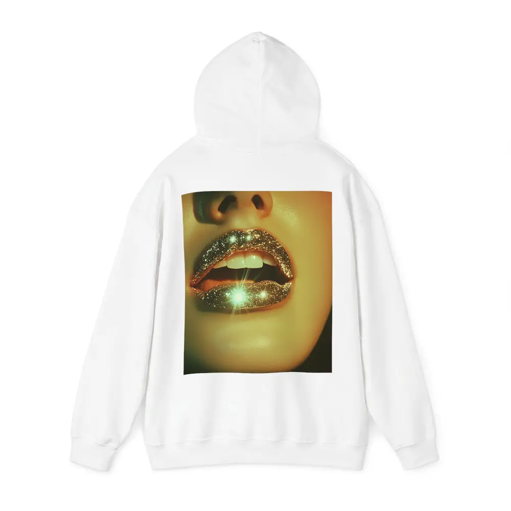 Gold Glitter Lips Close Up Portrait – Hoodies