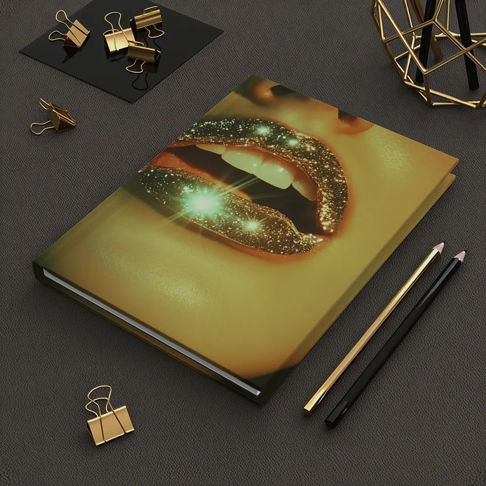 Gold Glitter Lips Close Up Portrait – Notebooks