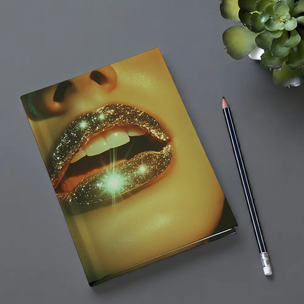 Gold Glitter Lips Close Up Portrait – Notebooks