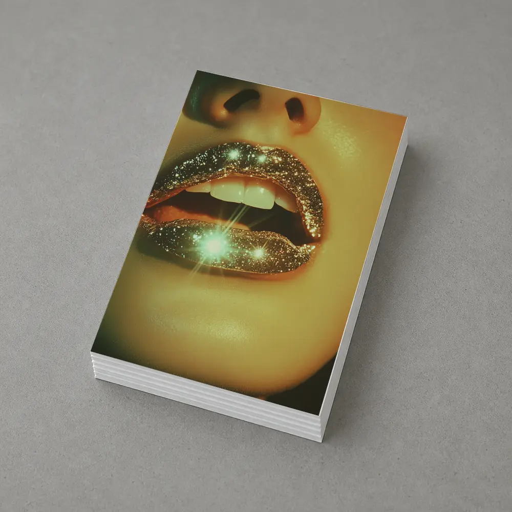 Gold Glitter Lips Close Up Portrait – Postcards