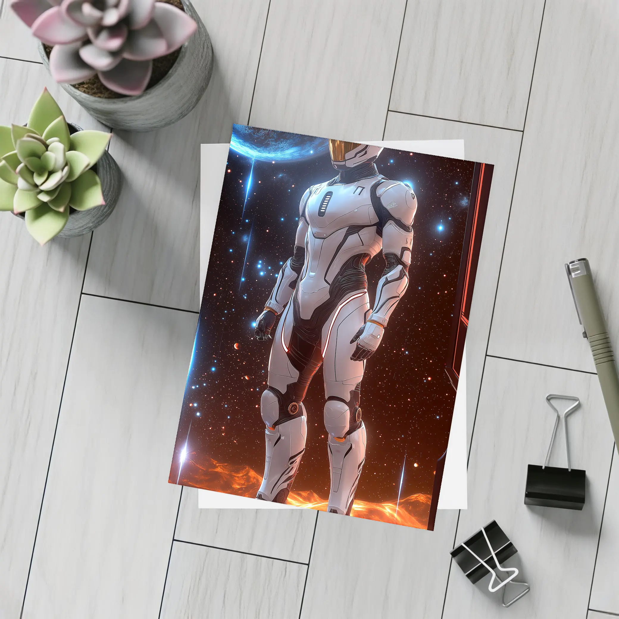 Futuristic Astronaut Suit Deep Space Stars – Postcards