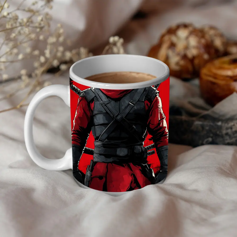 Red and Black Ninja Warrior Dark Background – Mugs