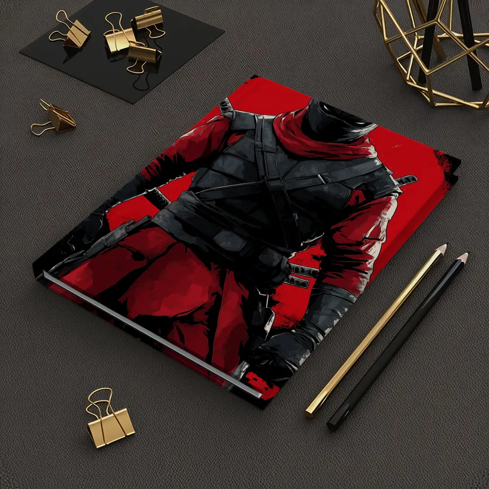 Red and Black Ninja Warrior Dark Background – Notebooks