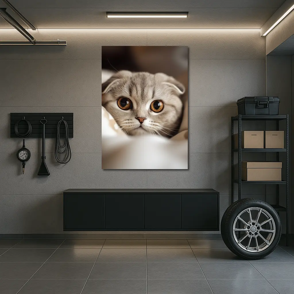 Scottish Fold Cat Close Up Soft Background – Wall Art
