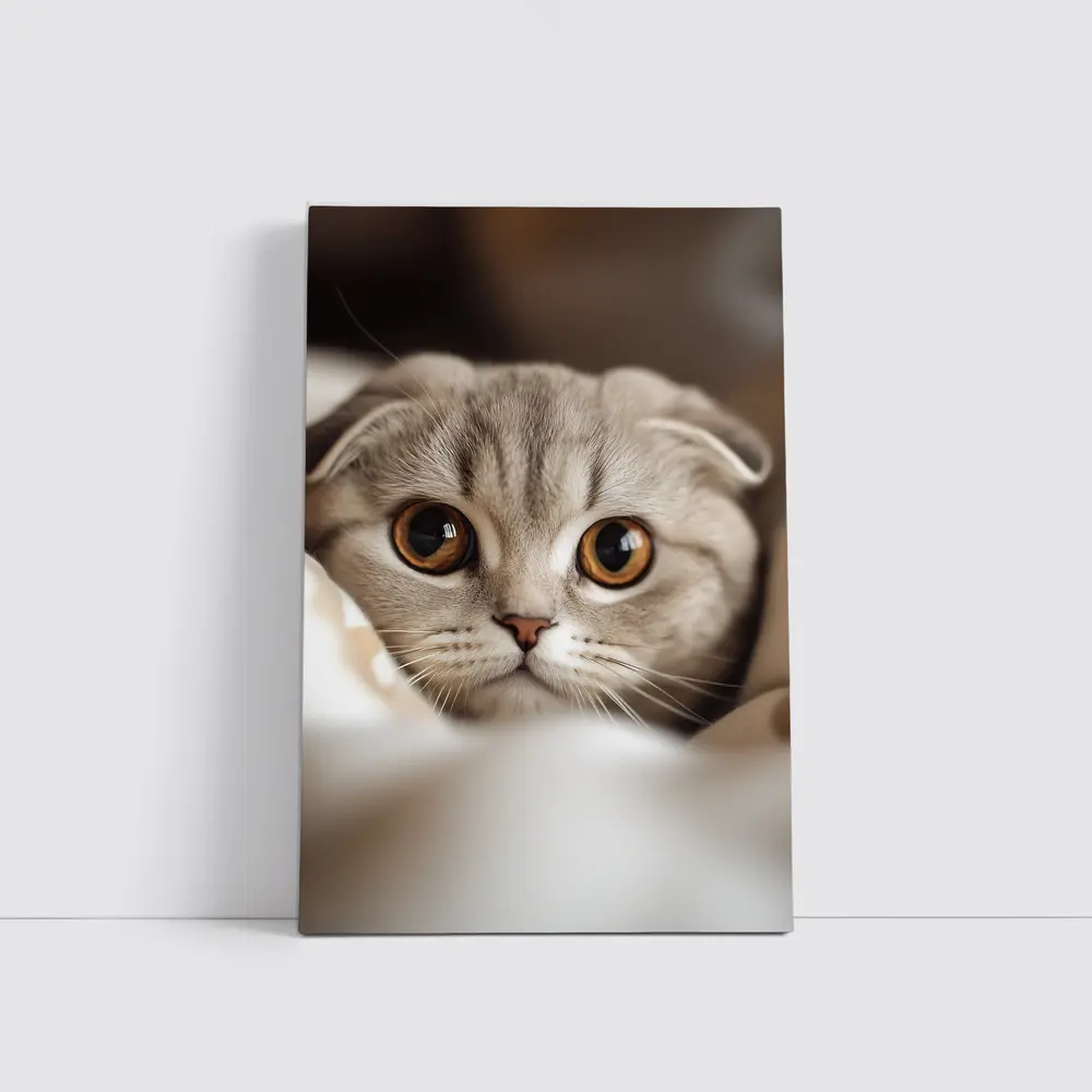 Scottish Fold Cat Close Up Soft Background – Wall Art