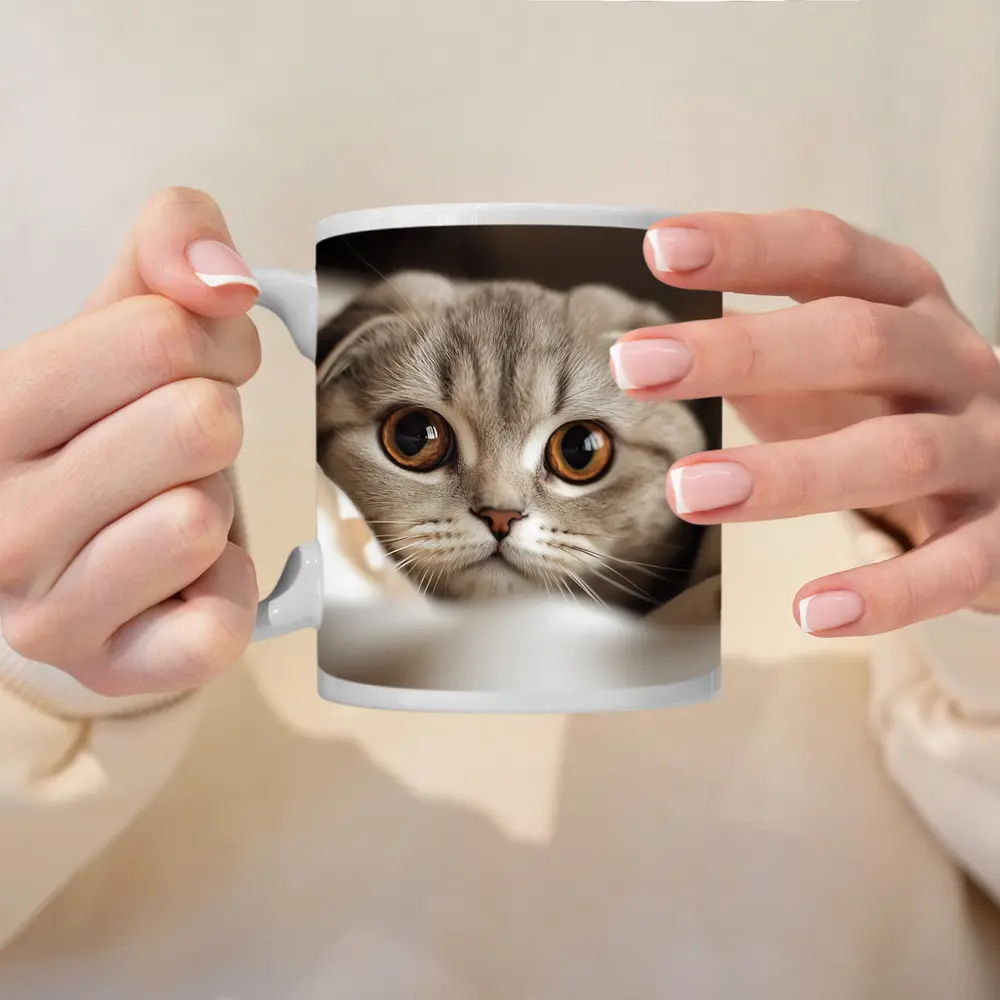 Scottish Fold Cat Close Up Soft Background – Mugs