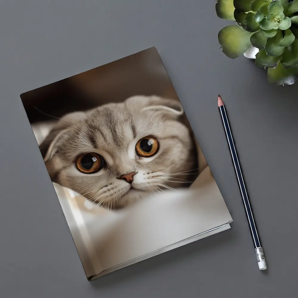 Scottish Fold Cat Close Up Soft Background – Notebooks