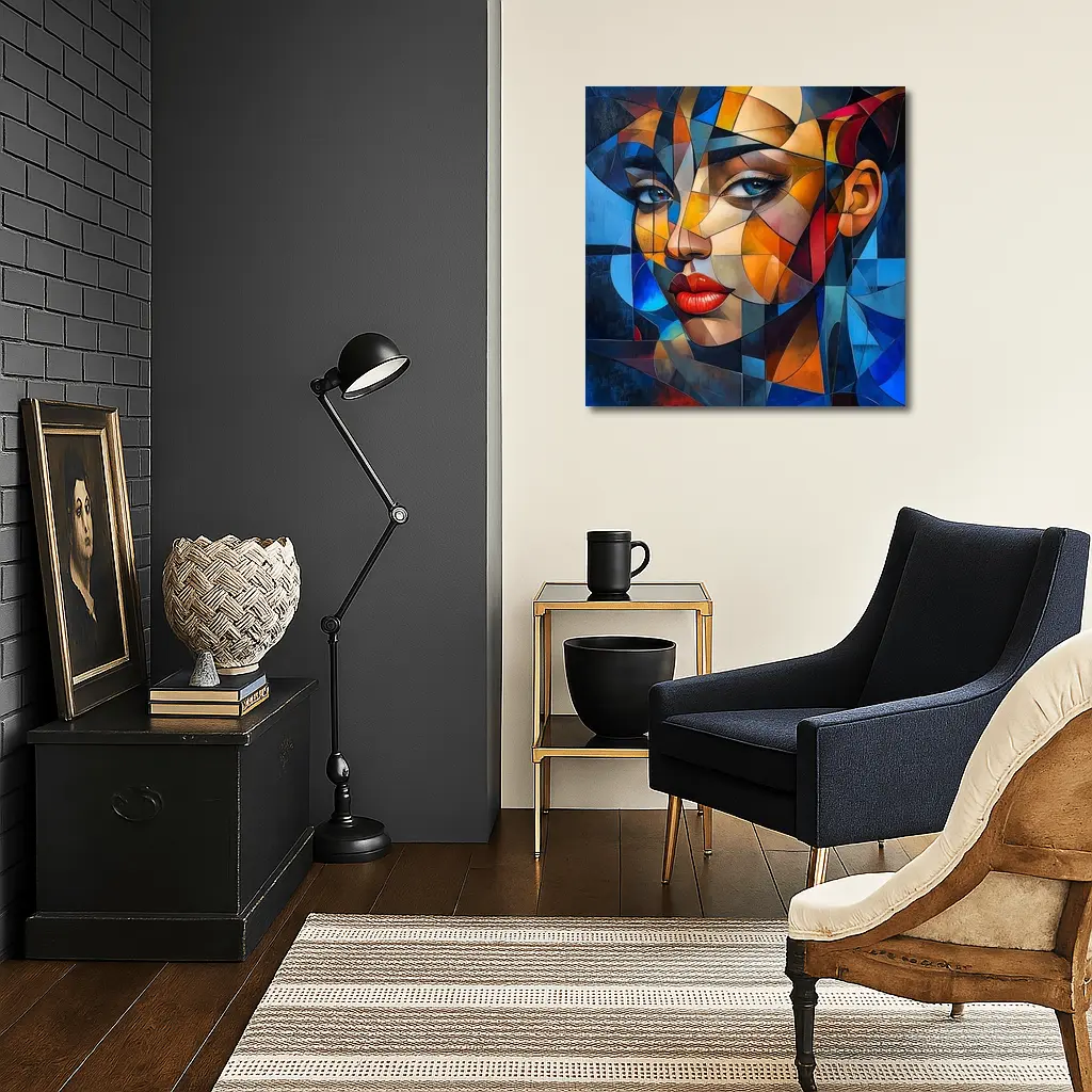 Cubist Women Portrait Abstract Geometric Art – Wall Art