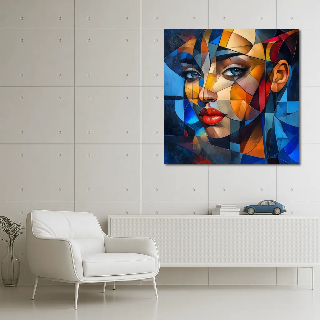 Cubist Women Portrait Abstract Geometric Art – Wall Art