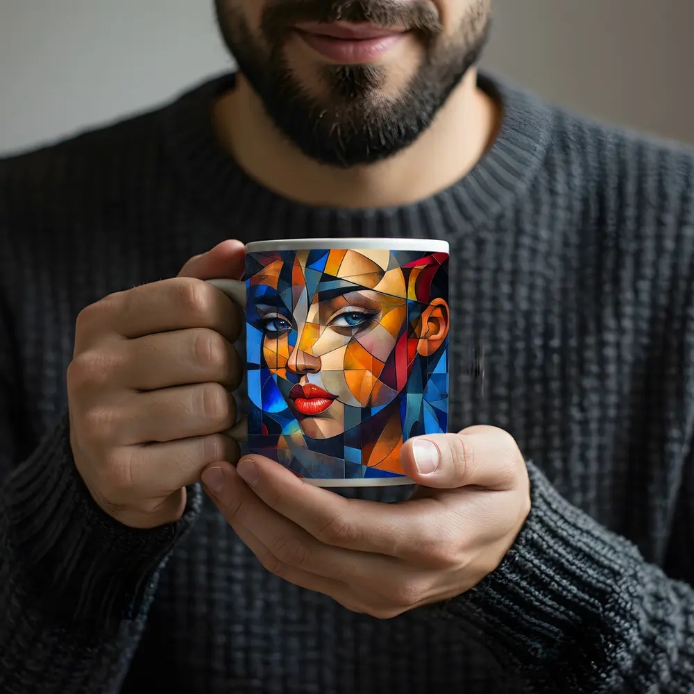 Cubist Women Portrait Abstract Geometric Art – Mugs