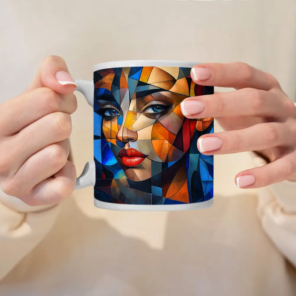 Cubist Women Portrait Abstract Geometric Art – Mugs