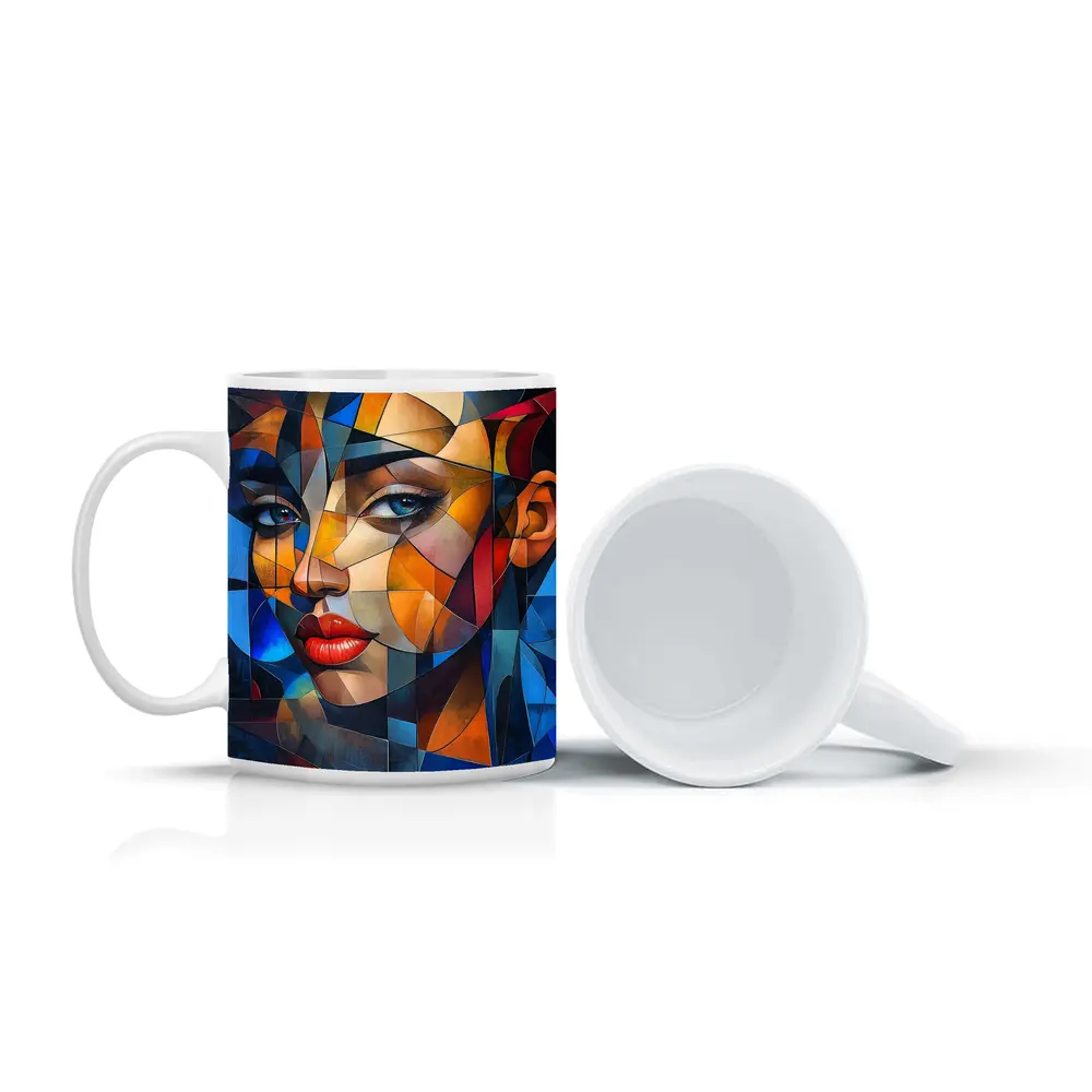 Cubist Women Portrait Abstract Geometric Art – Mugs