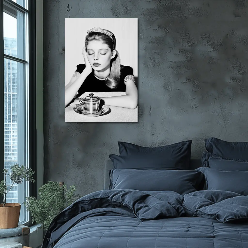 Dreamy Girl Black White Retro Photography Art – Wall Art