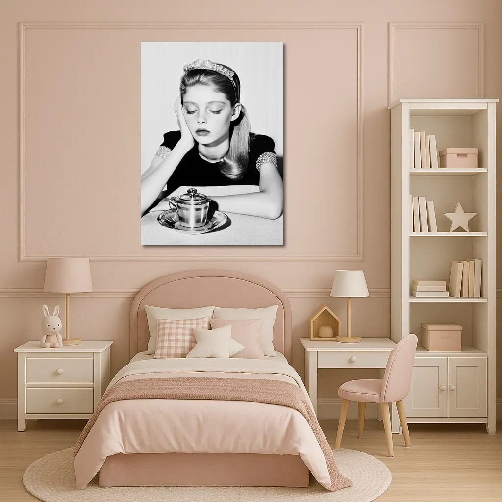 Dreamy Girl Black White Retro Photography Art – Wall Art