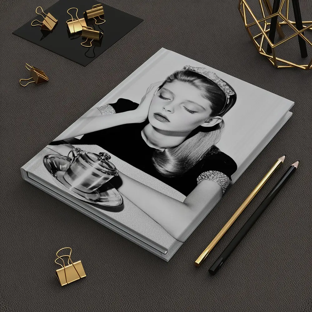 Dreamy Girl Black White Retro Photography Art – Notebooks