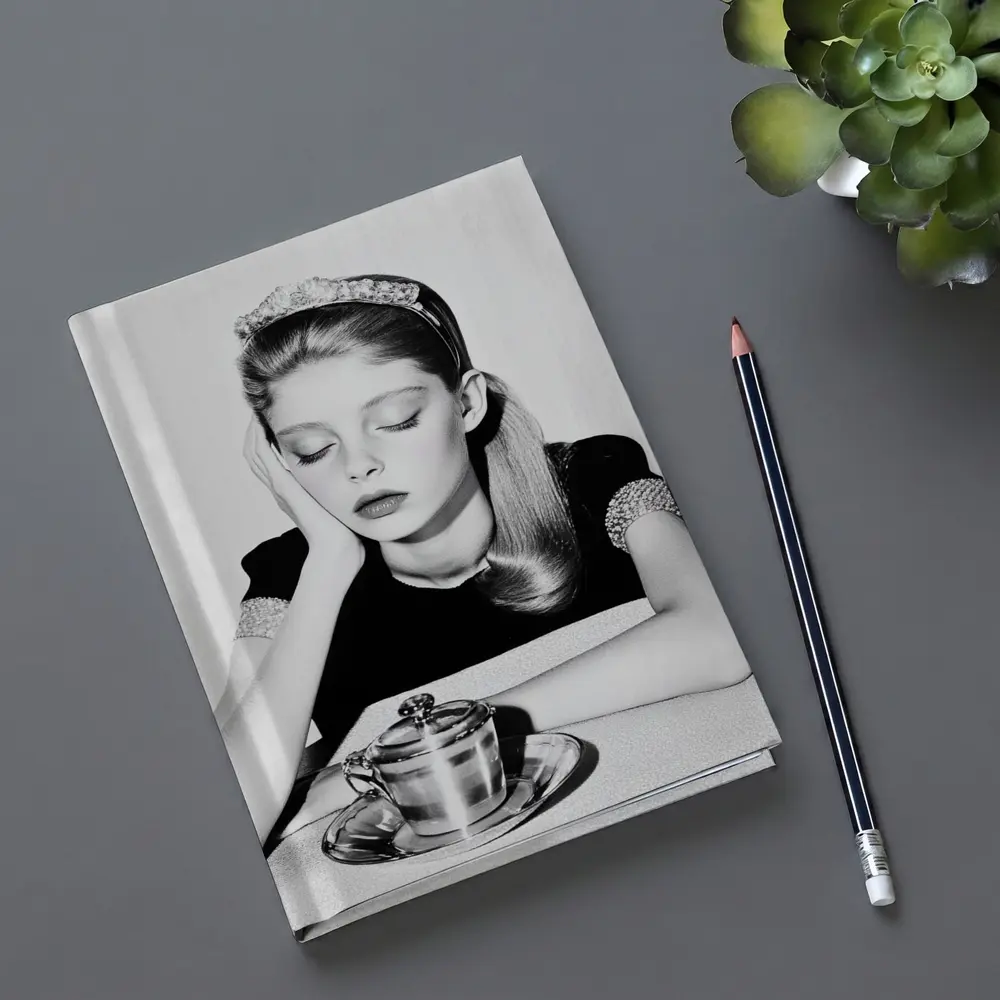 Dreamy Girl Black White Retro Photography Art – Notebooks