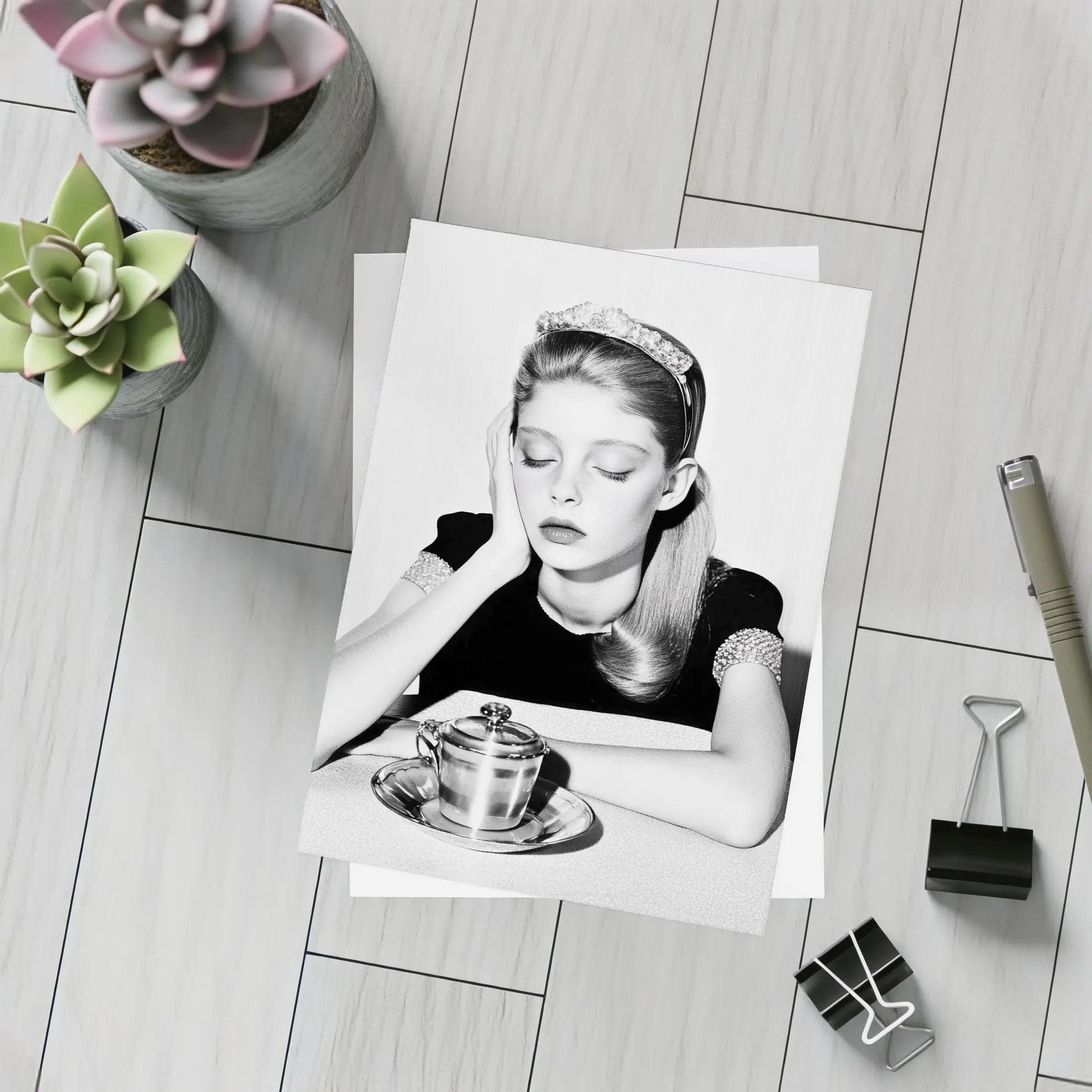 Dreamy Girl Black White Retro Photography Art – Postcards